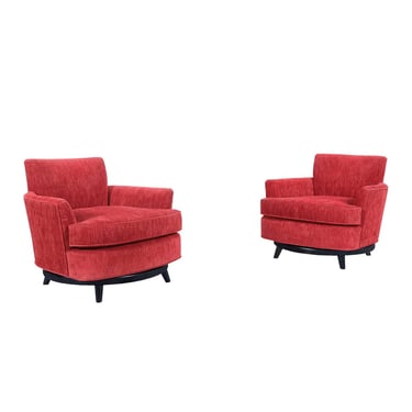 Vintage Velvet “Barrel” Swivel Lounge Chairs