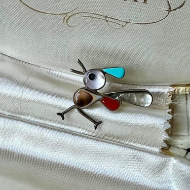 Vintage Signed Zuni Road Runner Pin/Pendant