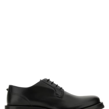 Valentino Garavani Men Black Leather Lace-Up Shoes