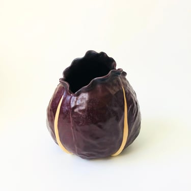 Purple Cabbage Vase  by Patricia Garrett Pottery Studio 1997 
