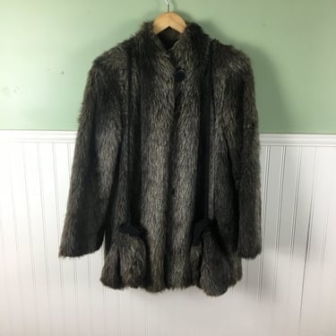 Faux fur jacket with matching mittens by Furrina - 1980s vintage coat 
