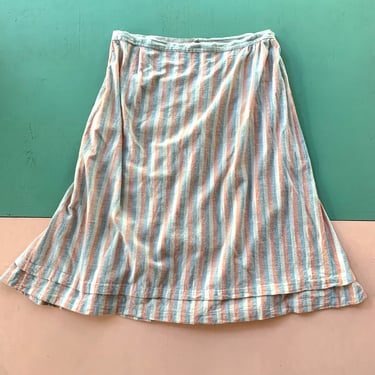 1910s Pastel Stripe Flannel Skirt - Size XL