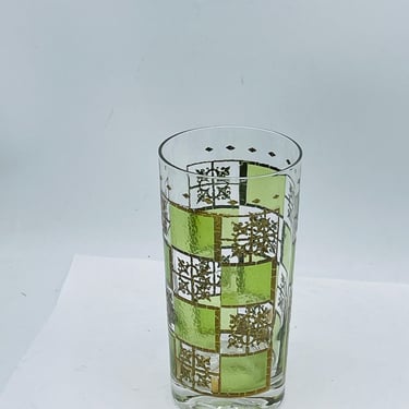 Vintage Culver Prado glassware highball or cocktail glass green and gold design   22K Gold encrusted High ball Tumblers 