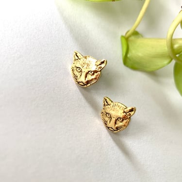 14k Gold Plated Cat Studs