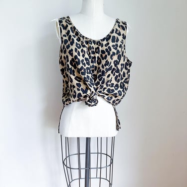 Vintage 1980s Silk Leopard Tank / L 