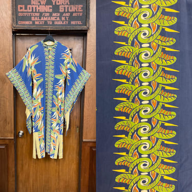 Vintage 1940’s Shaheens Silky Rayon Tiki Pake Muu Batwing Sleeve Hawaiian Dress, Tiki Dress, Pake Muu, 1940’s Dress, Hawaiian Dress, Shaheen 