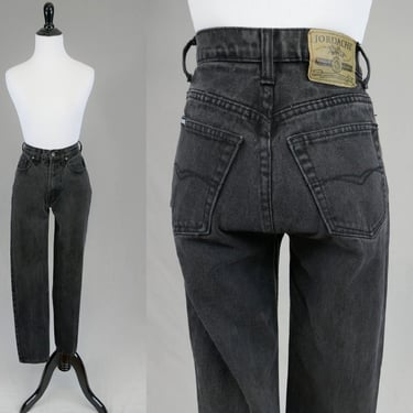 80s 90s Black Jordache Jeans - 23" 24" waist XXS XS - Relaxed Fit Tapered Leg - Vintage 1980s 1990s - 29.5" inseam 