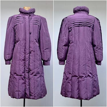 Vintage 1980s Purple Down-Filled Puffer Coat, 80s CBO NY Cozy Winter Sleeping Bag Midi Coat, Med to Lg 42" Bust 