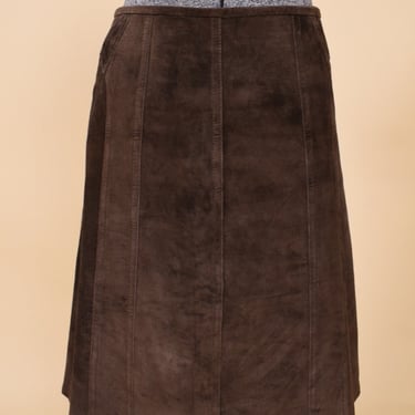 Brown Suede A-Line Stitch Skirt By Mexx, M