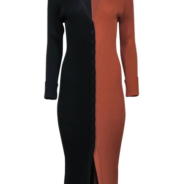 Staud - Tan & Black Knit Two-Tone Maxi Dress Sz L