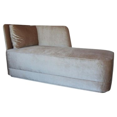 Newly Upholstered Champagne Silk Velvet Chaise Lounge