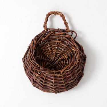 vintage rustic wicker wall basket 