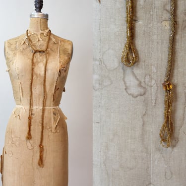 1920s BUTTERSCOTCH beaded SAUTOIR tassel necklace | new fall 