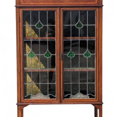 Art Deco English Stained Glass Cabinet 