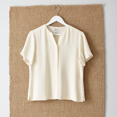 vintage cream silk button down blouse 