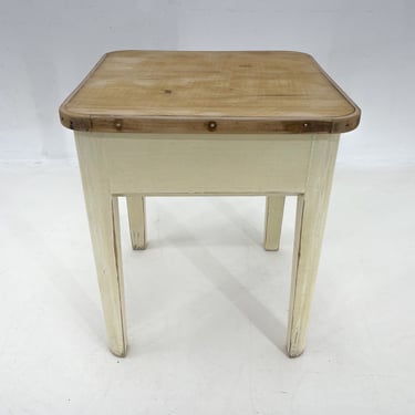 1950's Wooden Stool with Storage Space / Vintage Stool / Original Paint / Patina 