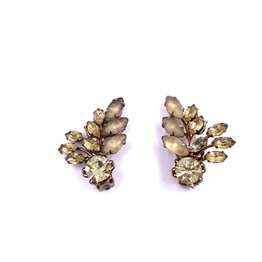 Vintage 1950's Yellow Ear Climber Clip-On Earrings 