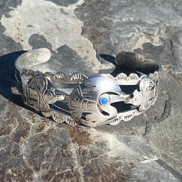 Vintage Peru Sterling Silver Pre Columbian Pelican Cuff Bracelet 