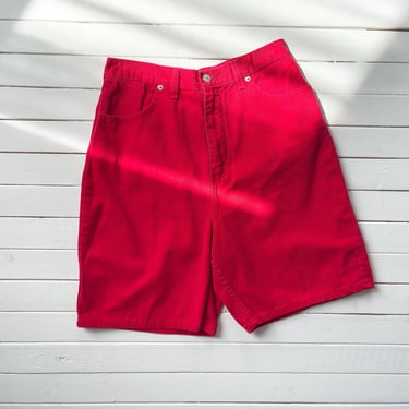 high waisted shorts 80s 90s vintage red jean shorts jorts 