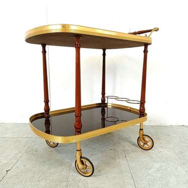 Neoclassical brass drinks  trolley, 1960s - hollywood regency trolley - mid century serving cart - vintage drinks trolley 