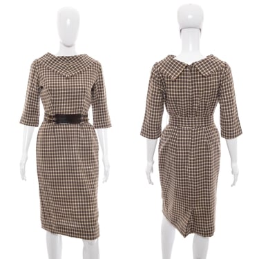 1950's Minx Modes Olive Plaid Dress Size S