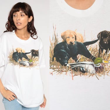 Hunting Dogs T Shirt 90s Labrador Retriever Shirt Lab Duck Hunter Graphic Tee Animal TShirt Screen Stars Puppy Shirt Vintage 1990s 2xl xxl 