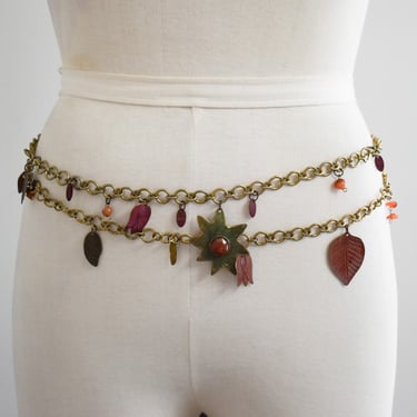 1980s Autumnal Dangle Chain Hip Belt 