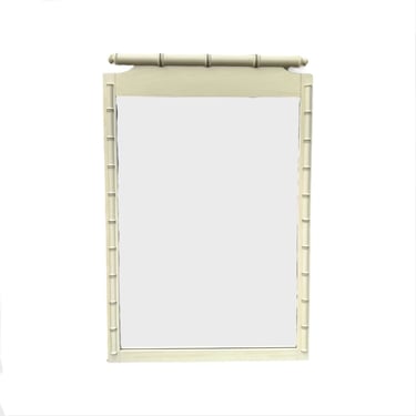 Faux Bamboo Mirror 43x29 LOCAL PICKUP Vintage White Wash Wood Henry Link Style Hollywood Regency Furniture 