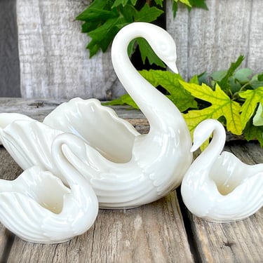 VINTAGE: 3pcs - LENOX Ivory Porcelain Swan Trinket Dishes - Ivory Porcelain - SKU 15-C1-00034330 