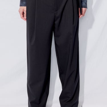 Black Suiting Wide Pleat Trouser