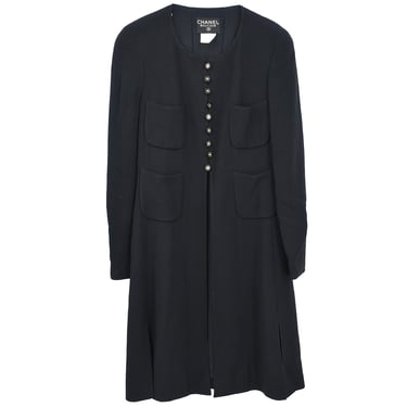 Chanel 1997 Single Breasted Collarless Jacket Black #42