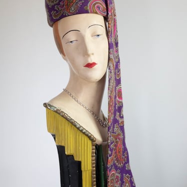 Fabulous 1960's Adolfo Psychedelic Hat With Snap On Scarf !