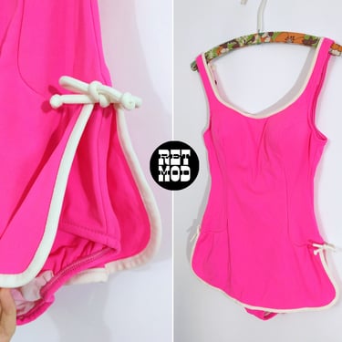 HOT PINK Vintage 60s Swimsuit with Privacy Skirt by Catalina 