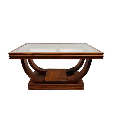 #1077 Antique Art Deco Wood Coffee Table