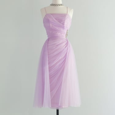 Iconic 1950's Lilac Chiffon Cocktail Dress By Lilli Diamond / Small