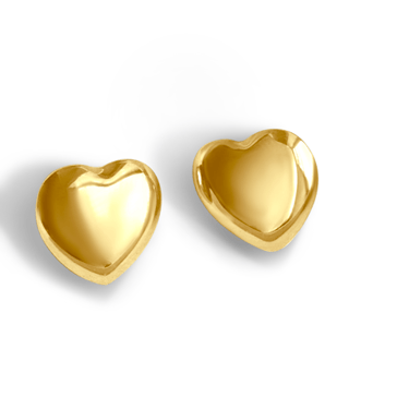 Gold Puffed Hear Earrings