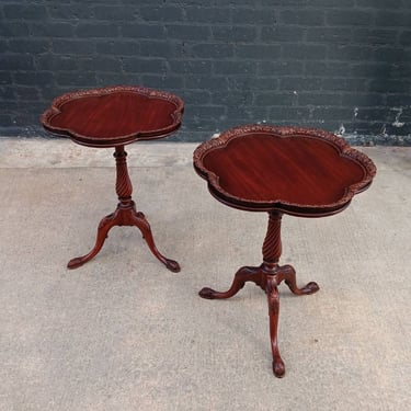Pair of Federal Style Mahogany Tripod End Tables, c.1950’s 