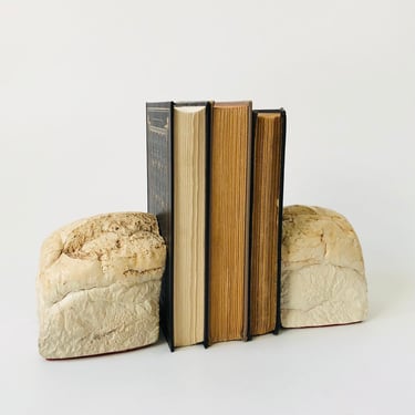 Cast Plaster Loaf of Bread Bookends 