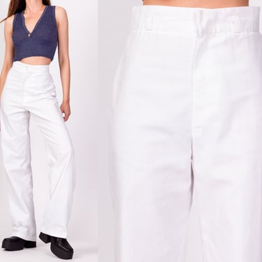 70s White Straight Leg Trousers - XS to Small, 25.5" | Vintage High Waisted Minimalist Pants 