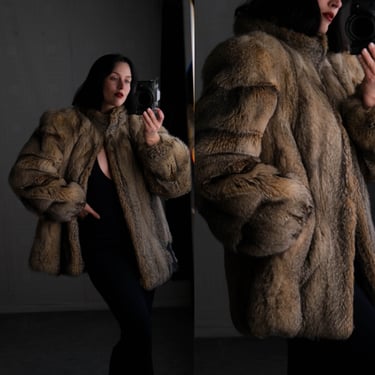 Vintage 70s Yves Saint Laurent Documented 1979 Runway Timberwolf Fur Coat | 100% Genuine Fur | 1970s YSL French Designer Womens Fur Jacket 