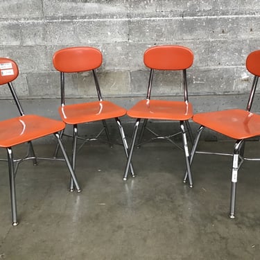4 Orange School Chairs (Seattle)