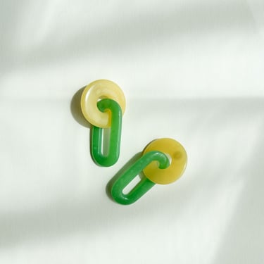 JUICY Links in lemon lime | Polymer Clay and Resin Earrings, Lightweight Statement, Hypoallergenic Posts, Summer Styles, Trendy Modern 