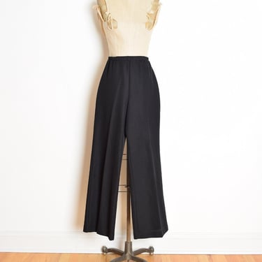 vintage 70s pants black high waisted wide leg trousers elastic waist M clothing 