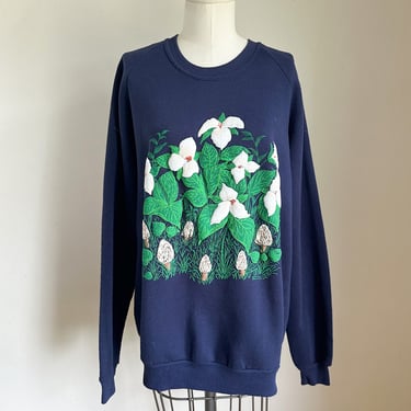 Vintage 1990s Morel Mushroom Novelty Sweatshirt / L 