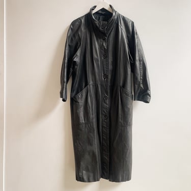 Obsidian Leather Trench Coat