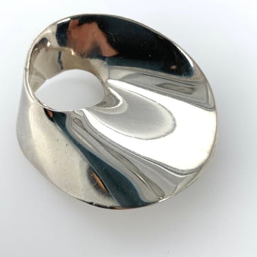 Vintage Taxco Mexico Sterling Silver Modernist Freeform Circle Pin Brooch TH-82 