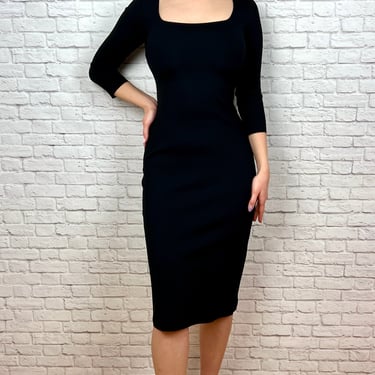 The Row Xenia Neoprene Body Con Dress, Size Small, Black