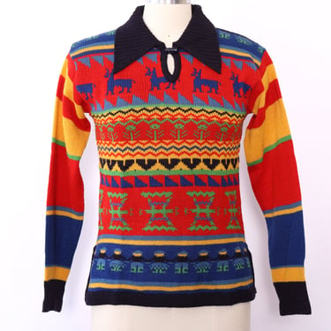 Collage Folksy Collared Sweater M