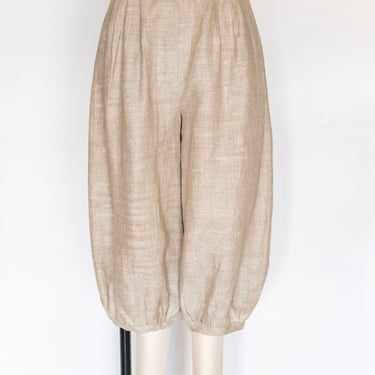 1970s Cropped Pants Linen Pantaloons M 