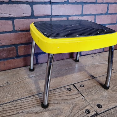 Retro Chrome and Yellow Cosco Step Stool 